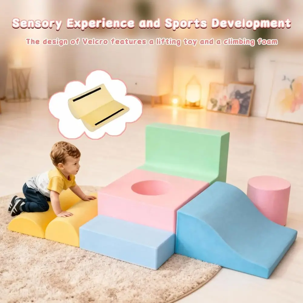 6-częściowy zestaw klocków do wspinaczki dla maluchów, miękkie piankowe klocki do zabawy dla dzieci w wieku 1-3 lat, zabawki do wspinaczki dla niemowląt do użytku w pomieszczeniach