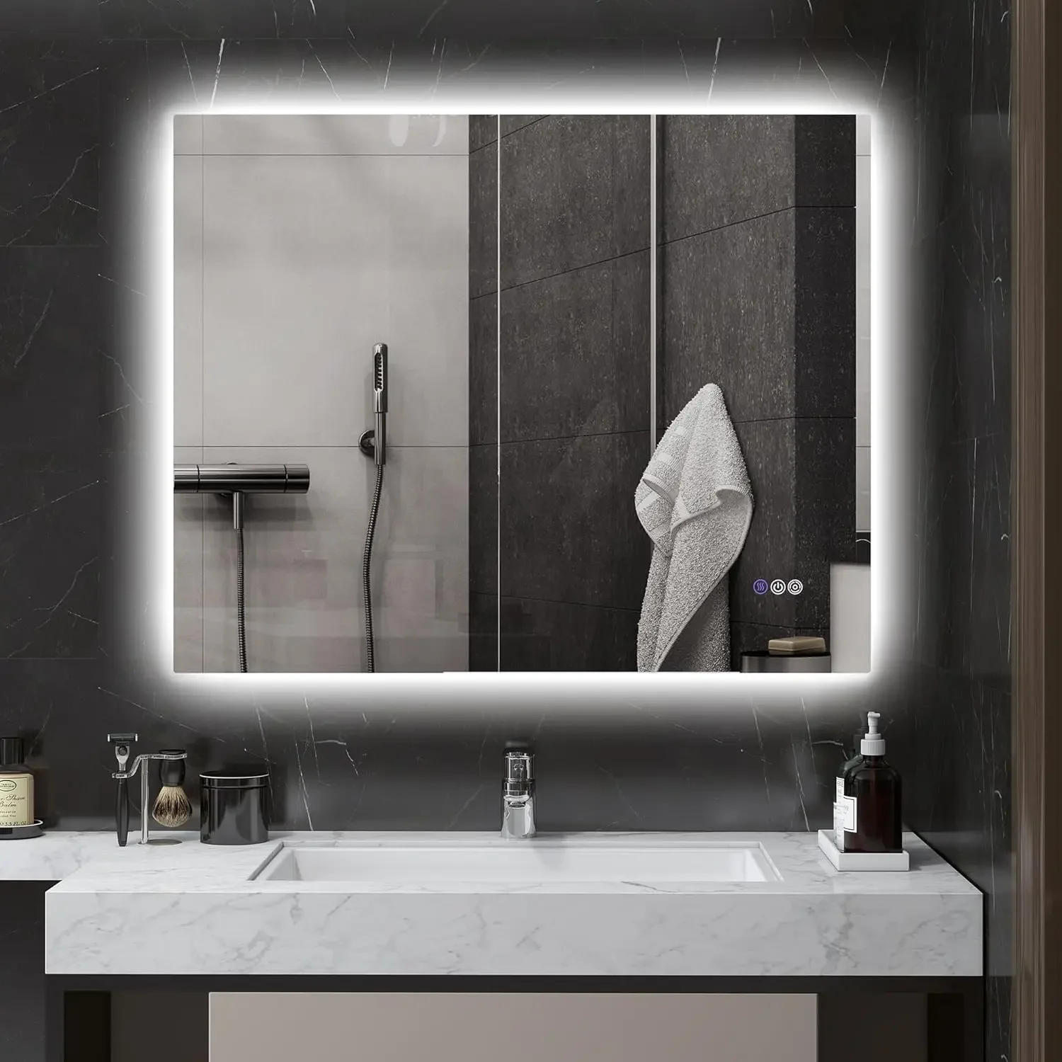 

LED Bathroom Mirror with Lights, 39" x 32" Backlit LED Mirror for Bathroom with Anti-Fog, Memory & Infinite Color Temperature