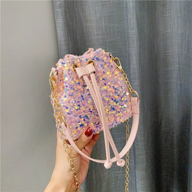 New Shoulder Bag Bucket Bag Purses and Handbags Fashion Trend Personality Sequin Chain Women\'s Bag Crossbody Handbags for Travel