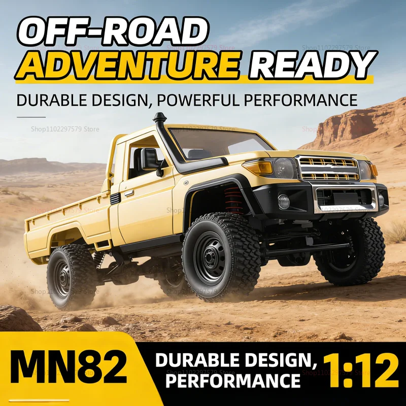 MN82 1:12 Scale RC Off-Road 4WD Pickup Truck Toy for Kids Remote Control Car with Headlights Durable Outdoor Gift for Boys Girls