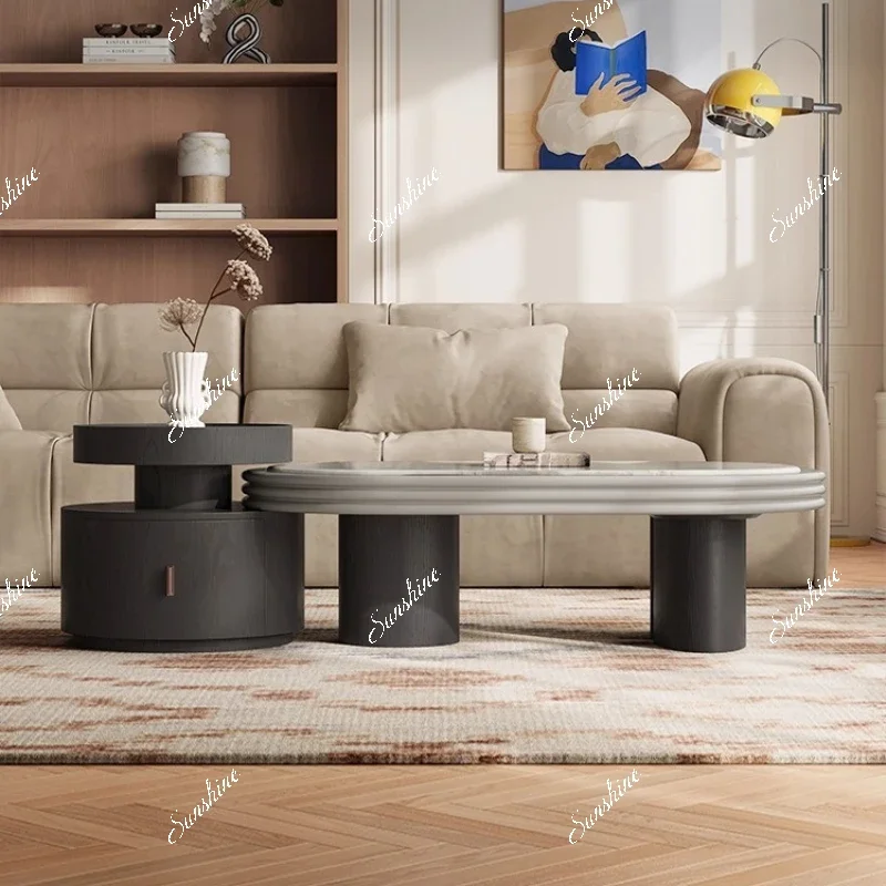 MMinimalist marble coffee table small apartment modern minimalist high-end living room home coffee table