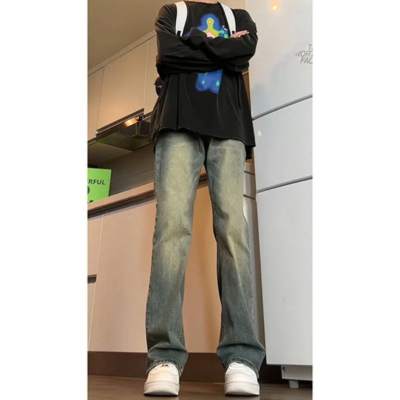 Primavera e outono versátil retrô azul micro lanka jeans