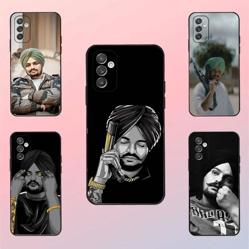 

S-Sidhu M-Moose Wala Phone Case For Samsung S 25,24,23,22,30,21,10,9,Ultra,Plus,Lite,FE,4,5 G Black Soft Case