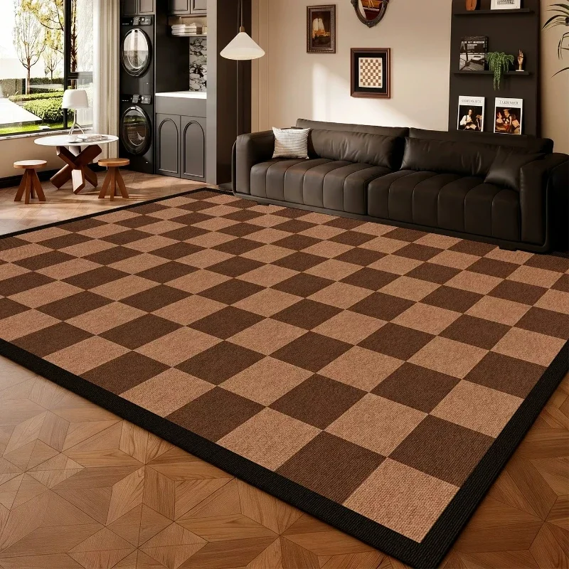 Retro Style Rugs for Bedroom Large Area Living Room Decoration Brown Carpet Home Anti-slip Floor Mat Washable Cloakroom Soft Rug