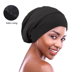 New Women Satin Lined Sleeping Beanie Hat Muslim Inner Cap Bonnet Hair Loss Headwear Cancer Chemo Cap Muslim Scarf Skullies Cap