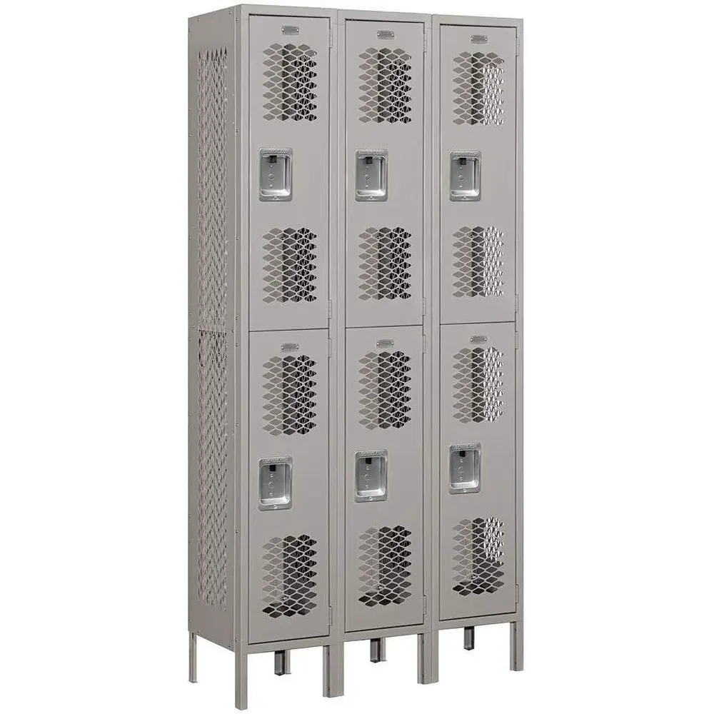

Double Tier 36 Wide 6-Foot High 12 Deep Unassembled Gray Vented Metal Locker