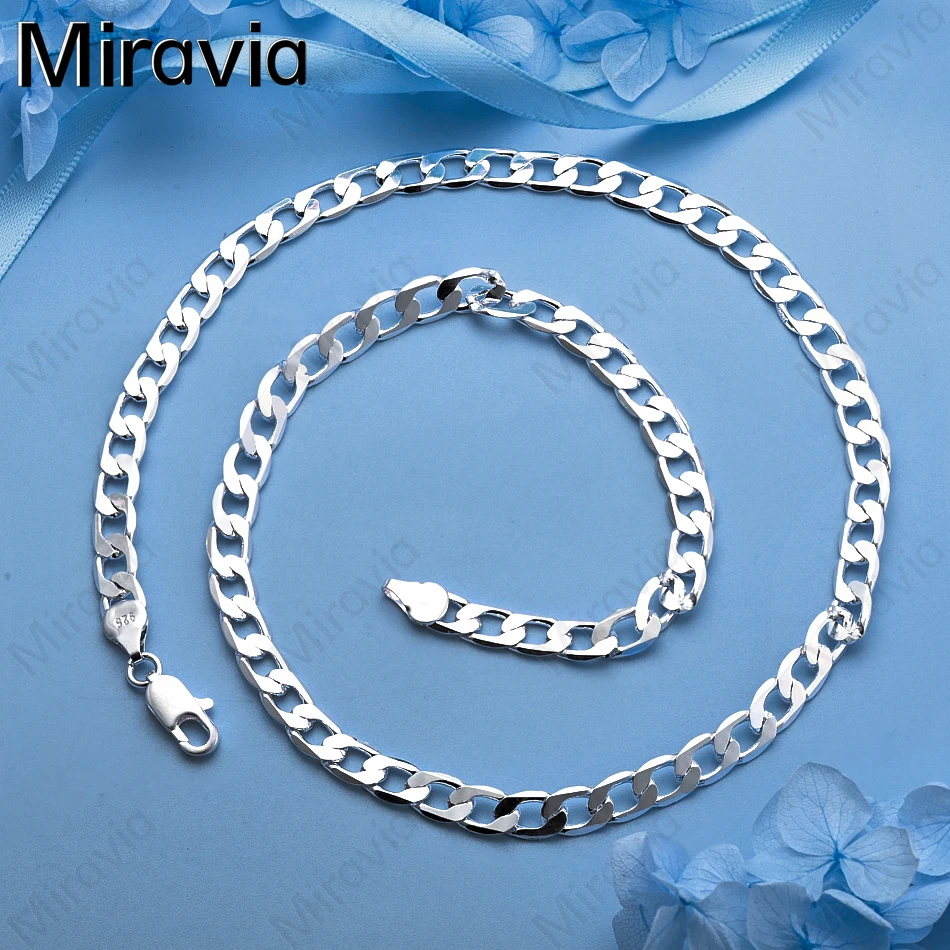 

Miravia 925 Sterling Silver 6mm Flat Necklace For Women, Vintage Style, Personalized Accessory, Gift, Jewelry
