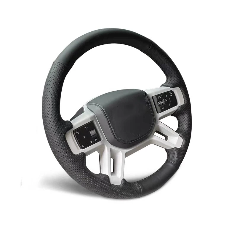 Genuine Leather Black Thread Hand Sew Steering Wheel Cover for Alcantera Car Accessories for Land Rover DEFENDER DISCOVERY III