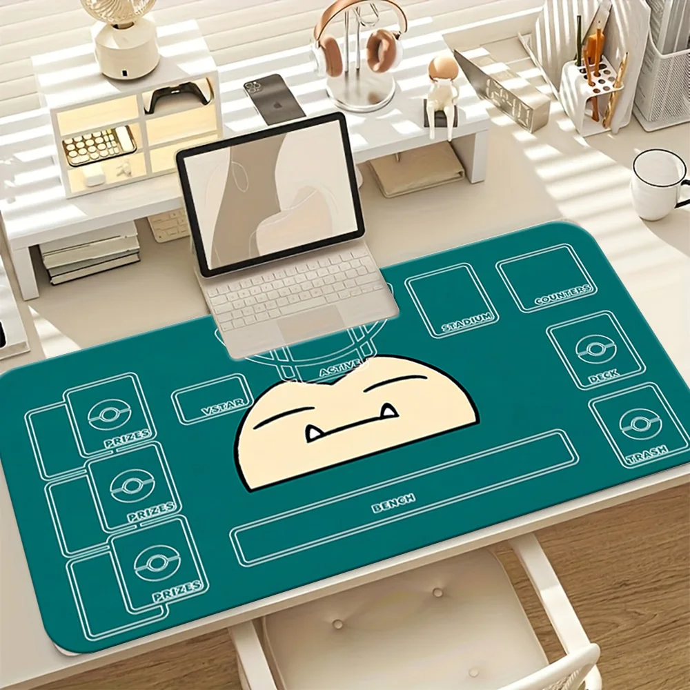 

Cute Snorlax Pokemon TCG Playmat Large Extended Gaming Mouse Pad Non-Slip Desk Mat for Card Game Gamer Office