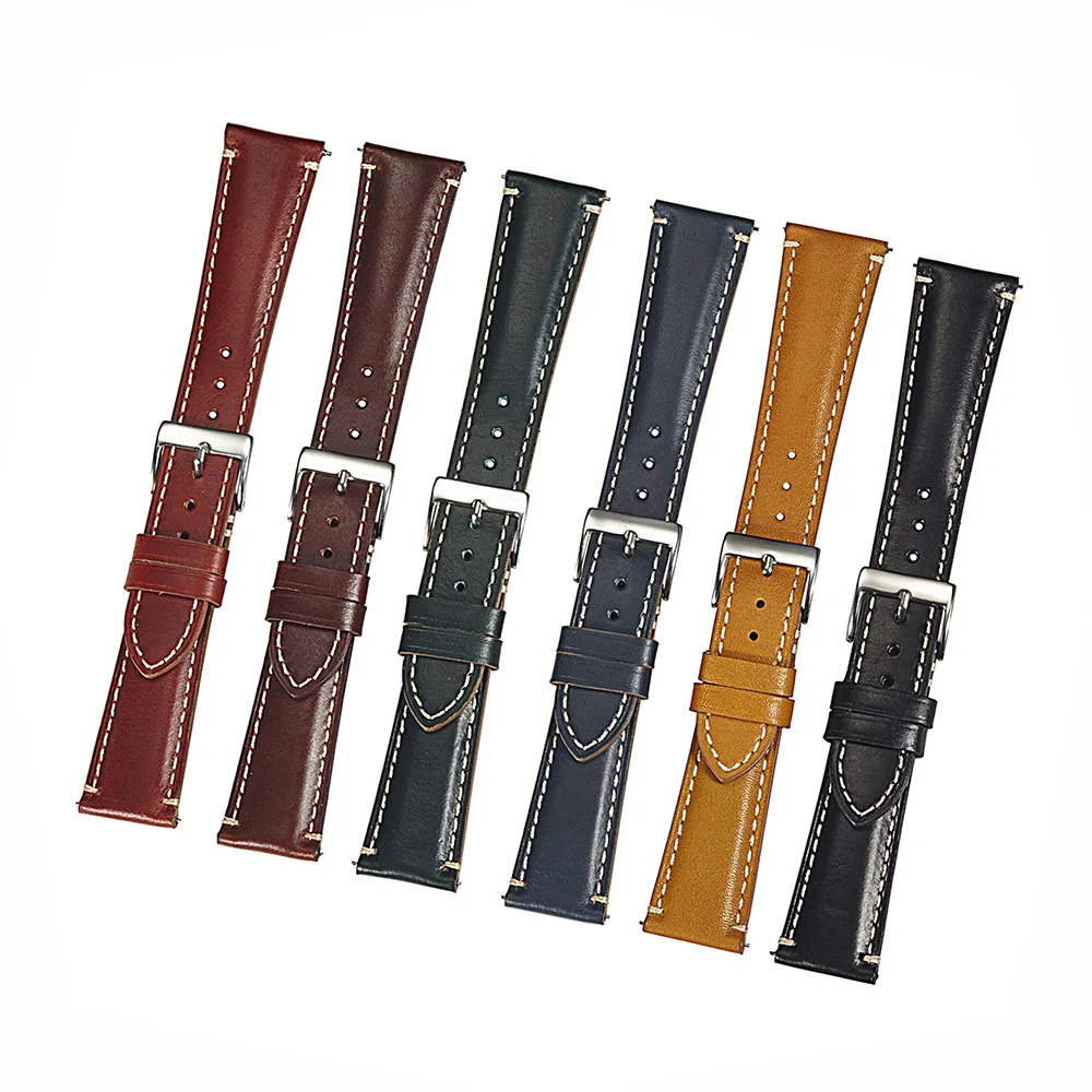 Italian Genuine Leather Watch Band Strap Handmade Vintage Watch Bands Top Grain Brown Green Watch Bands 20mm 22mm 24mm