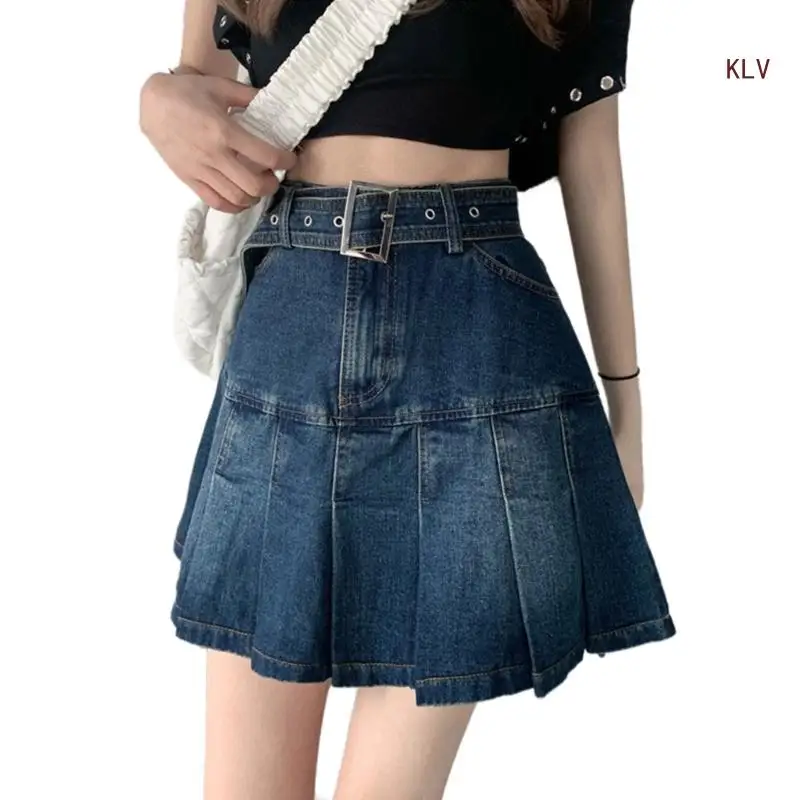 

Women's High Waist Ruffle Jean Skirt Casual Mini Flared Denims Skirt Casual Summer A Line Short Skirt Streetwear