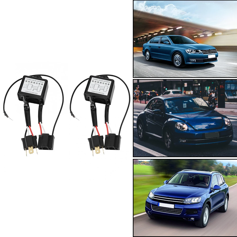 Lampu LED mobil isi 1 pasang, konverter polaritas terbalik, adaptor Harness saklar negatif plastik hitam untuk lampu Xenon H4