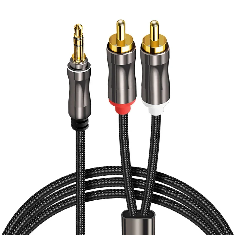 

RCA Audio Cable 2RCA Male to 3.5mm Jack to 2 RCA AUX Cable Cotton Braided Splitter for Home MP3