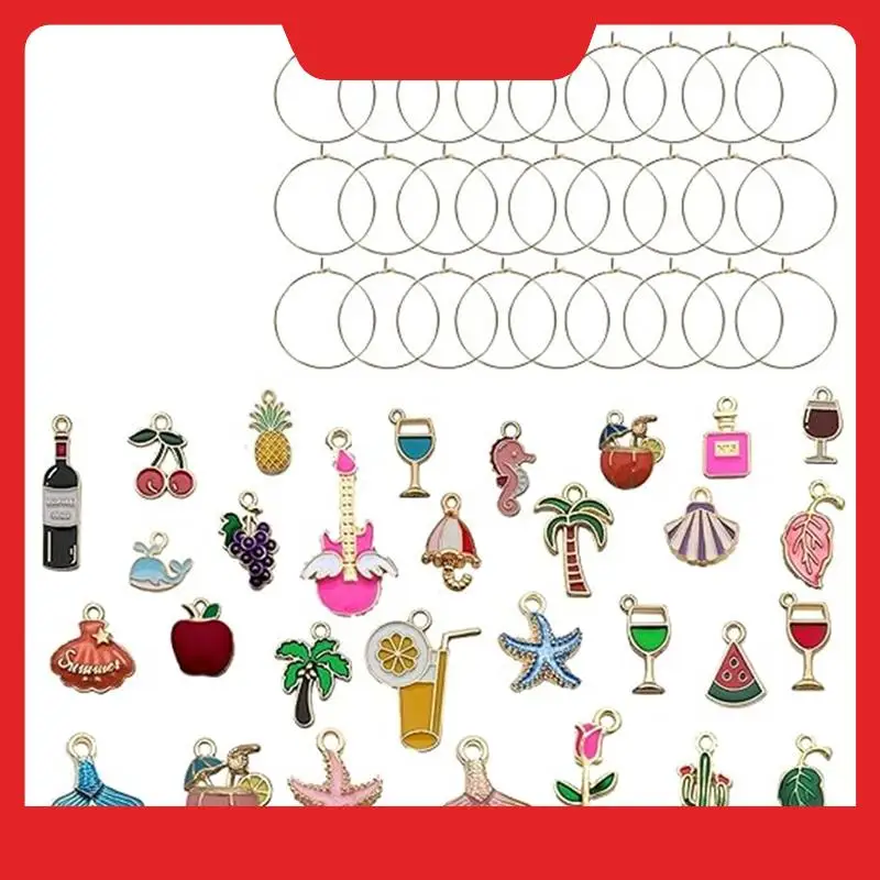 30PCS Drink Identifiers Wine Glass Charms For Stem Glasses Glass Markers Beach Themed Party Supplies Tags