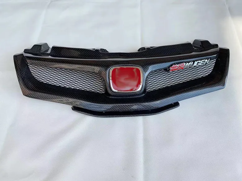 TOP FN2 Carbon fiber Or FRP Front car racing Grille For Honda Civic Type R FN2 F With H-logo &Mugen