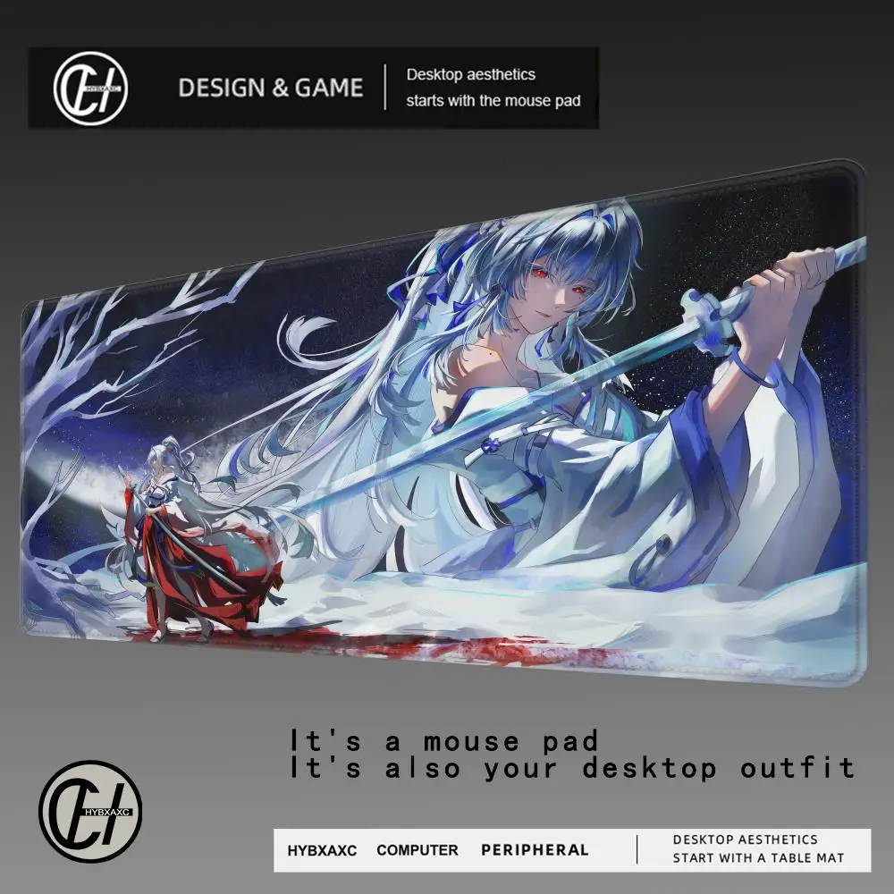 

HYBXAXC 400x900mm Mousepad Wuthering Waves Anime girl Hiyuki Computer offices keyboard Mouse Pad Rubber HD Printing XXL Desk Mat