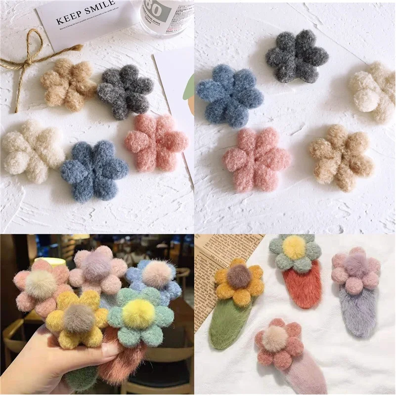 15PCS Tweed flower fabric patch DIY shoes hats bags socks mobile phone case accessories children's flower hair decoration materi