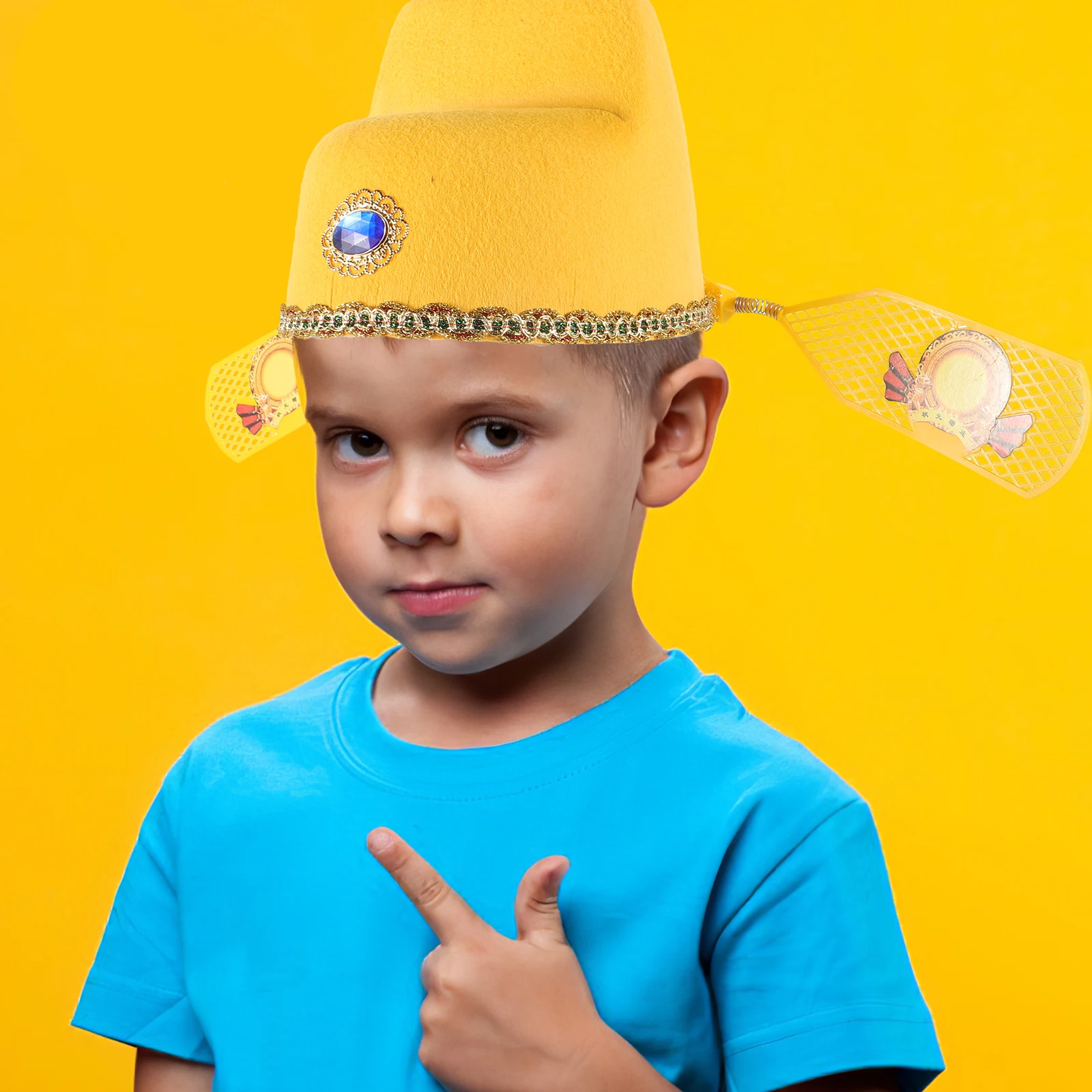 

God Wealth Retro Prop Cosplay Headwear Party Lunar New Year Boy Kids Costume Accessory Felt Hat Decorative Birthday