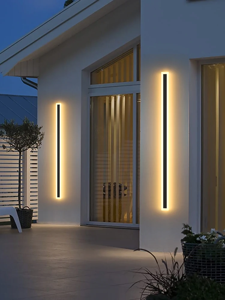 Impermeável LED alumínio liga longa tira lâmpada de parede, lâmpada de parede exterior, jardim, Villa, pátio, varanda, quarto