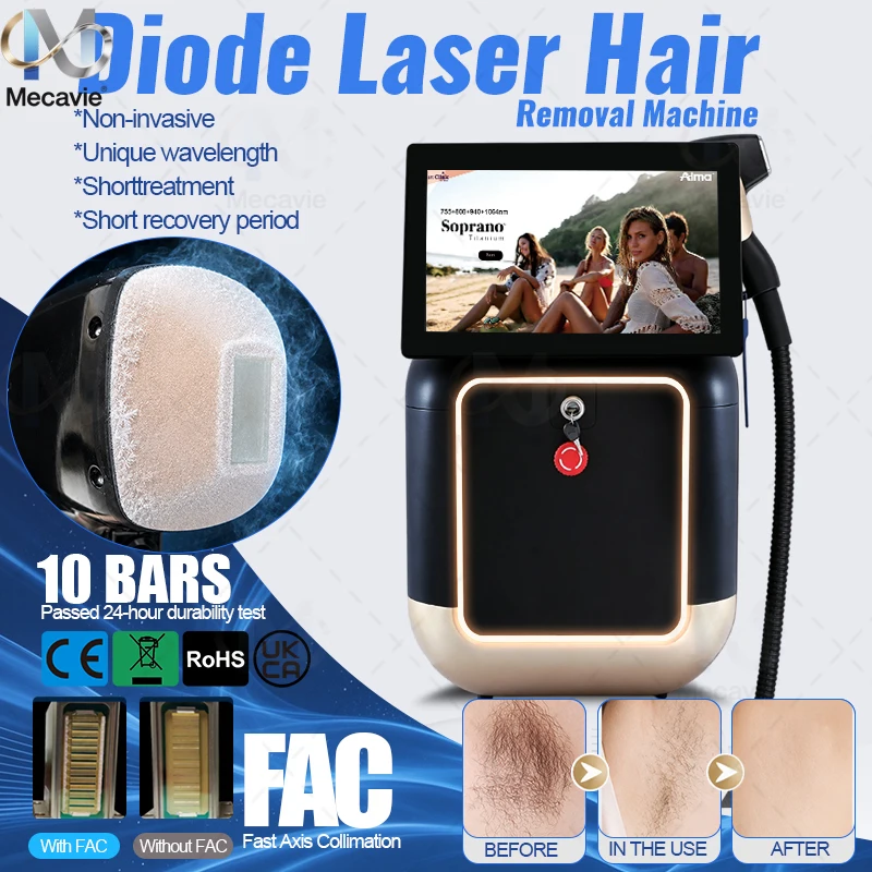 NEW FAC Diode Ice Titanium Laser Body Hair Removal MachineFace Hair Remove for Salon Epilator Unisex Efficient Operation 4 Waves