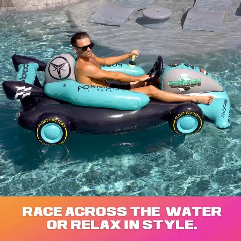 For 220‑Cm‑Inflatable‑Racing‑Car‑Style‑Pool‑Float, PVC‑Adult‑Ride‑On‑Water‑Lounge‑With‑Seat, Promotional‑Display‑Water‑Model