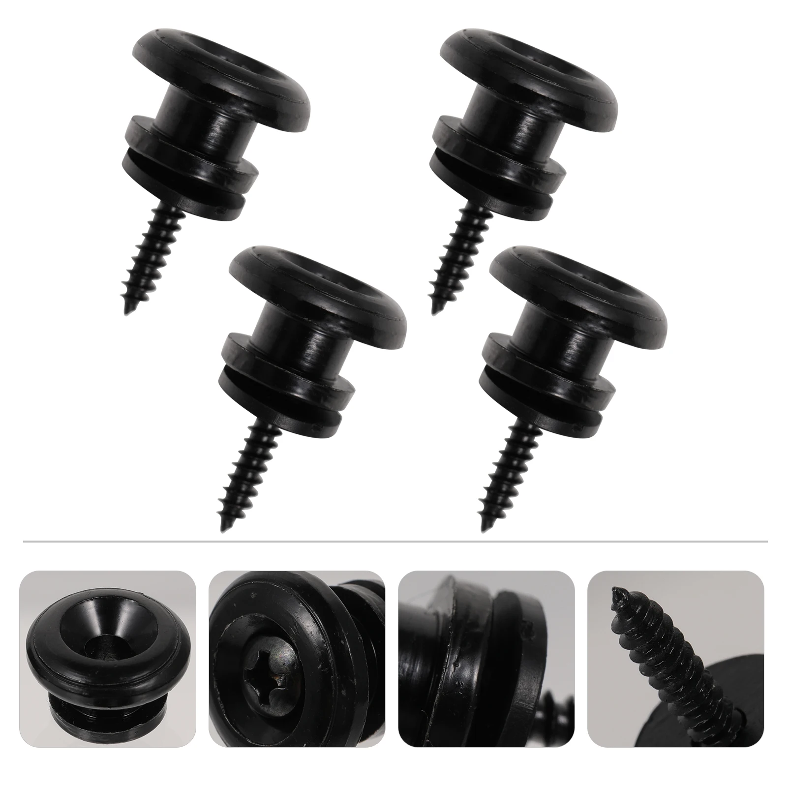 

4 PCS Metal Strap Buckle Guitar Felt Washers Straps Screw Buttons Electric Bass Replacement Parts Lock