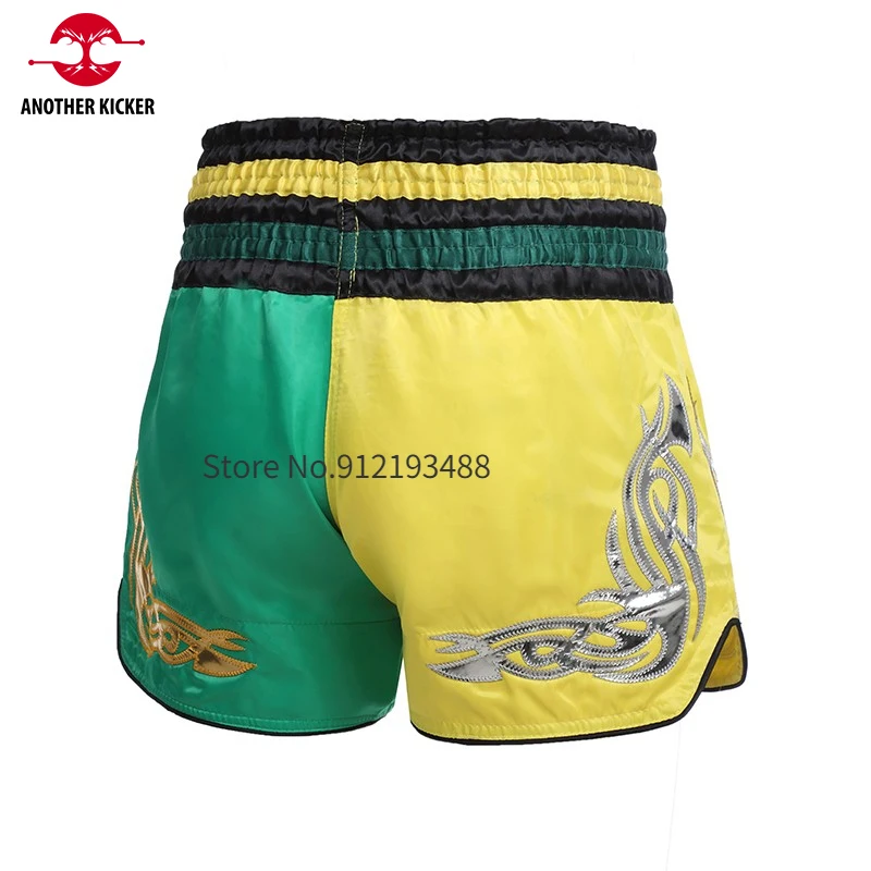 Muay Thai Shorts Kids Adults Thailand Embroidery Kickboxing Fight Kick Boxing Pants Martial Arts Grappling Sparring Uniform