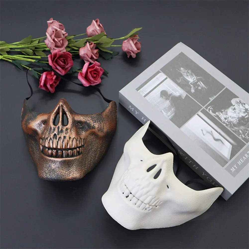 Maski Halloween Pół Szkielet Wojownik Cosplay Dekoracja Męska Pokój Kostium Japoński Demon Oni Impreza Maska na Twarz Maskarada Maska Anime