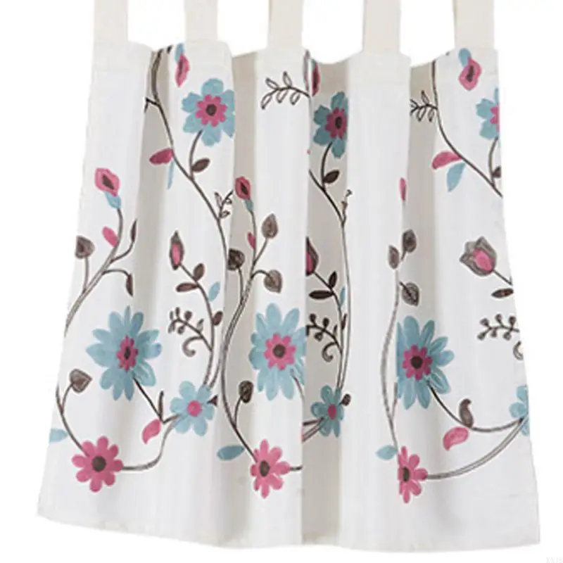 KX4B Cenefa bolsillo para barra cortina ventana corta con bordado Floral coreano para cocina