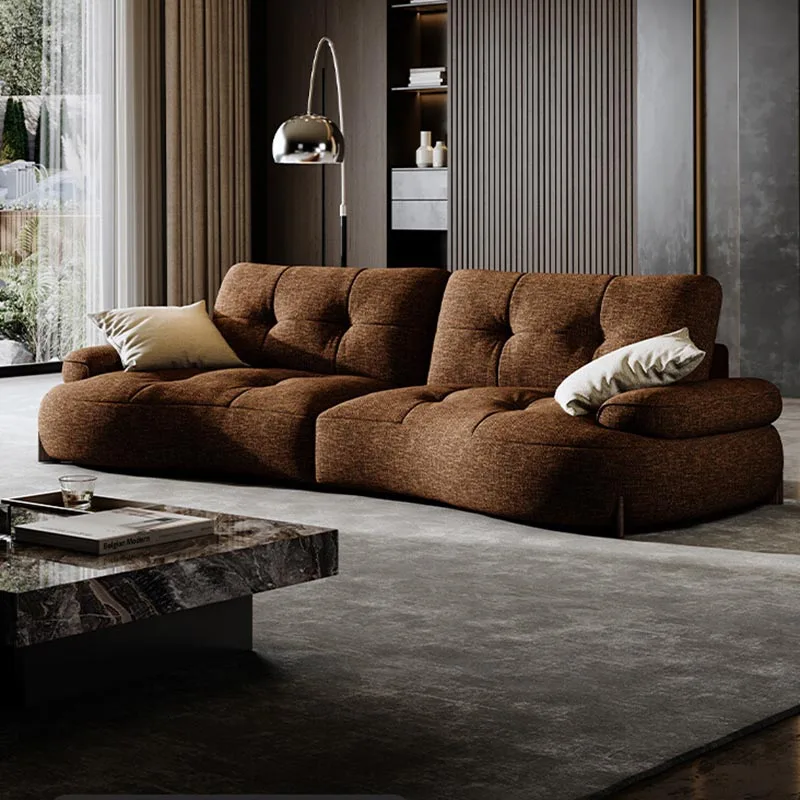 

Comfortable Brown Modern Sofas Double Comfortable Lazy Living Room Sofa Choice Designer Wood Divano Soggiorno Home Furniture