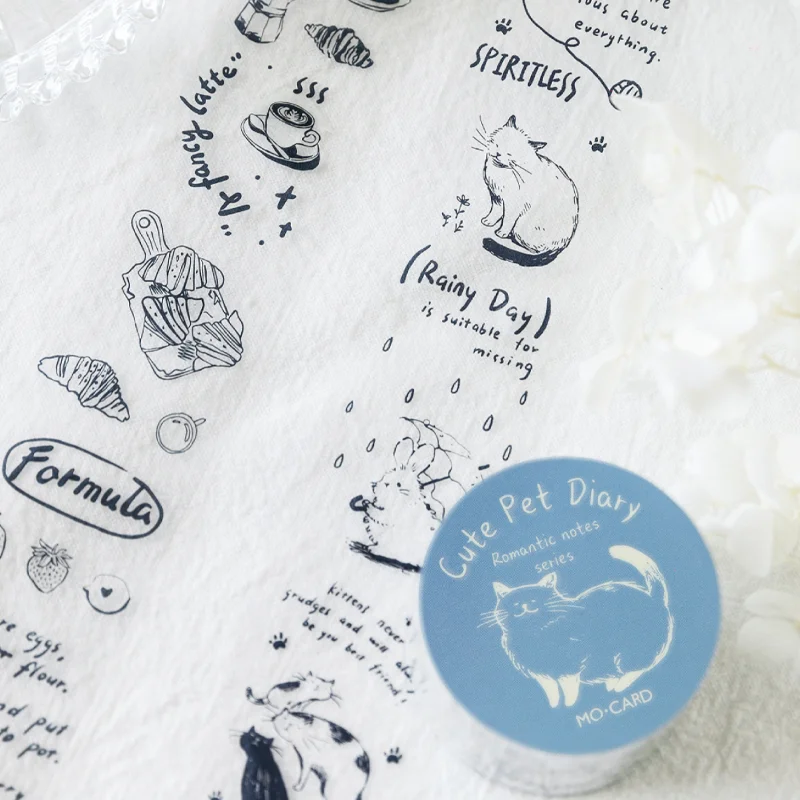 Mr Paper 3rolls/bag Romantic Notebook Series PET Waterproof Tape Masking Tape Handbook DIYLaptop Photo Frame