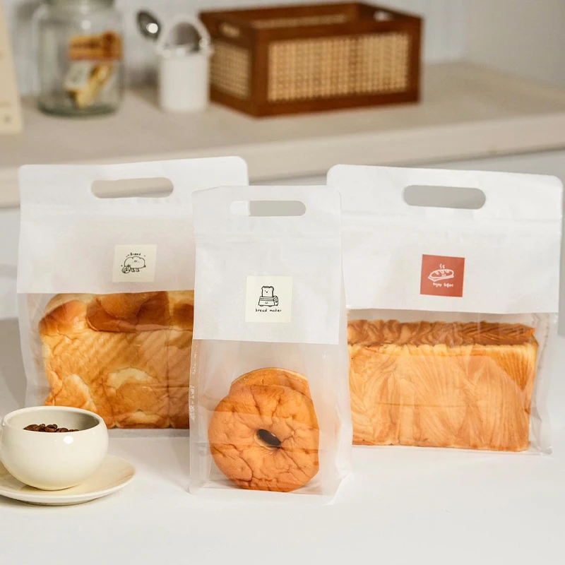 Bakery Self-Sealing Food Bag Handheld Toast Bread Packaging Bag Cookie Baking DIY Kitchen Utensils European  Pouch
