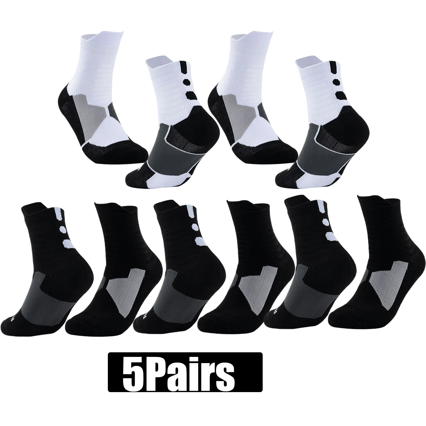 

5Pairs Athletic Socks for Men Women Football Basketball Baseball Rugby Soccer Running Hiking Tennis Skateboard