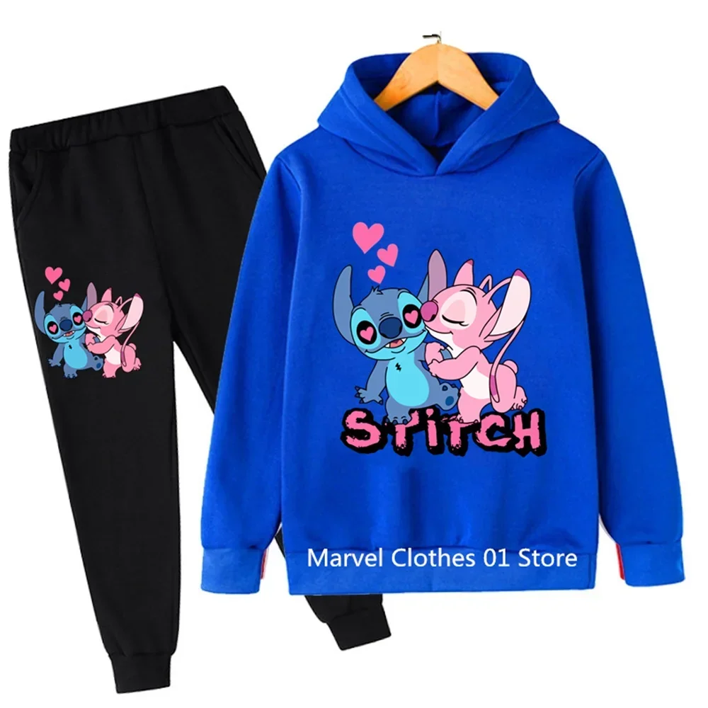 2pcs Set Clothing Stitch Hoodies Boys Girls Casual Long-Sleeves Sweatshirt+Long Pants Sets For 2-13 Years Kids Autumn Clothes