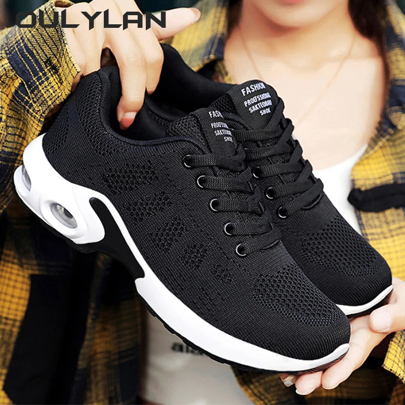 Fashion Sports Shoes Women's Shoes Casual Outdoor Breathable and Lightweight Women Lace Up Air Cushion Shoes Large Size 36~44