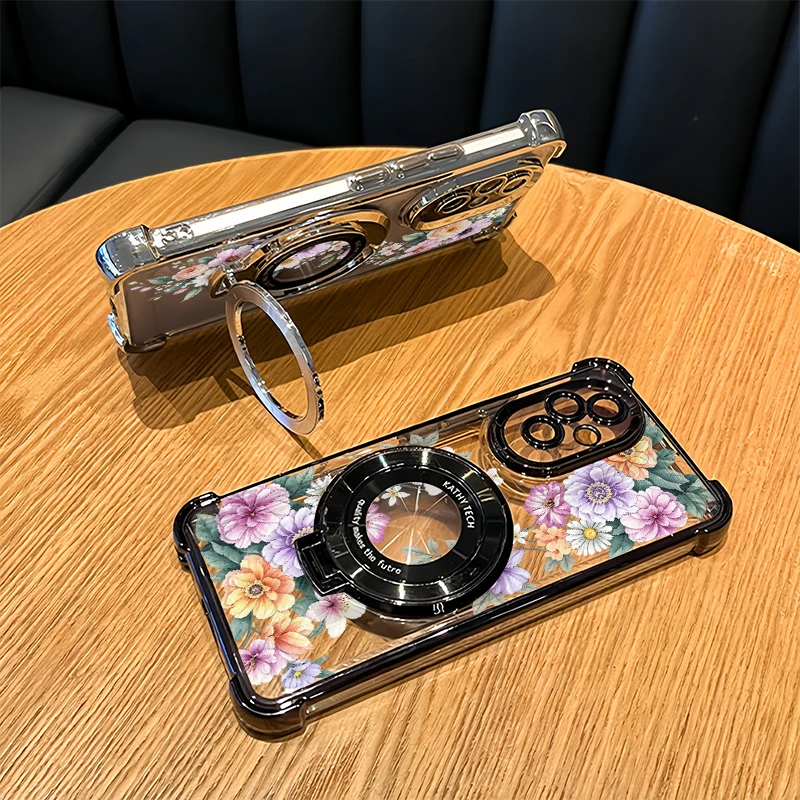 Pink Tulip Purple Peony Flower Phone Case For Tecno Spark 10 Pro 20C 50 GO 1 2 3 Slim Pop 8 9 Anti Drop Plating Clear Cover Etui