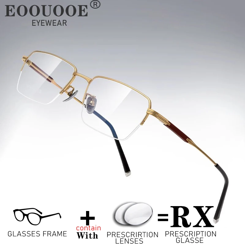 Men Prescription Glasses Clear Myopia Customized Progressive Recipe Lenses Eyeglasses Ocular Titanium Frame Wood New Design