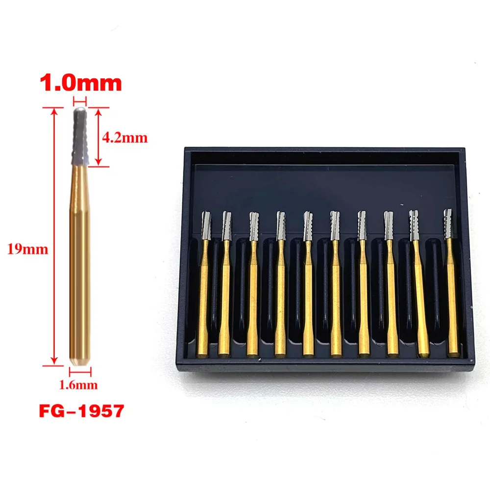 

Dental Burs FG Carbide Tungsten Steel Finishing Polishing Drill Bits Titanium Plated High Speed Handpiece Burr