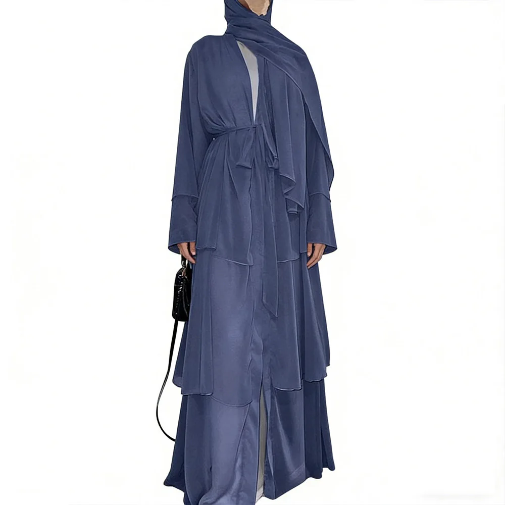 

Chiffon Robe Longue Kimono Femme Musulmane Open Abaya Dubai Turkey Islam Arabic Muslim Dress Abayas For Women Caftan Marocain