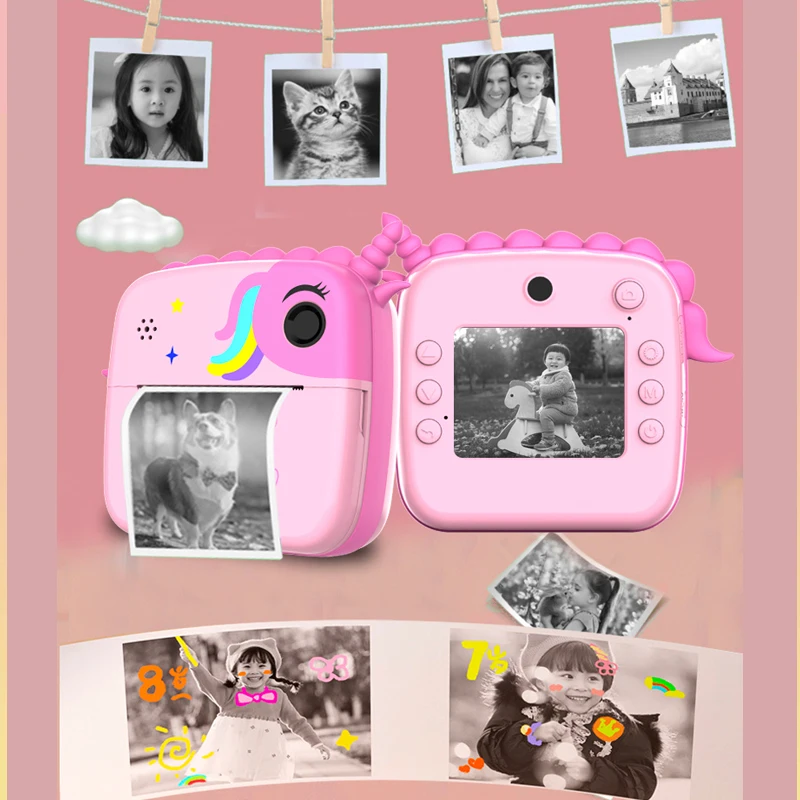 Kids Camera Instant Print Digital Camera Toys 1080p HD Thermal Inkless Printing Camera Gift Children Early Education Shoot Toys