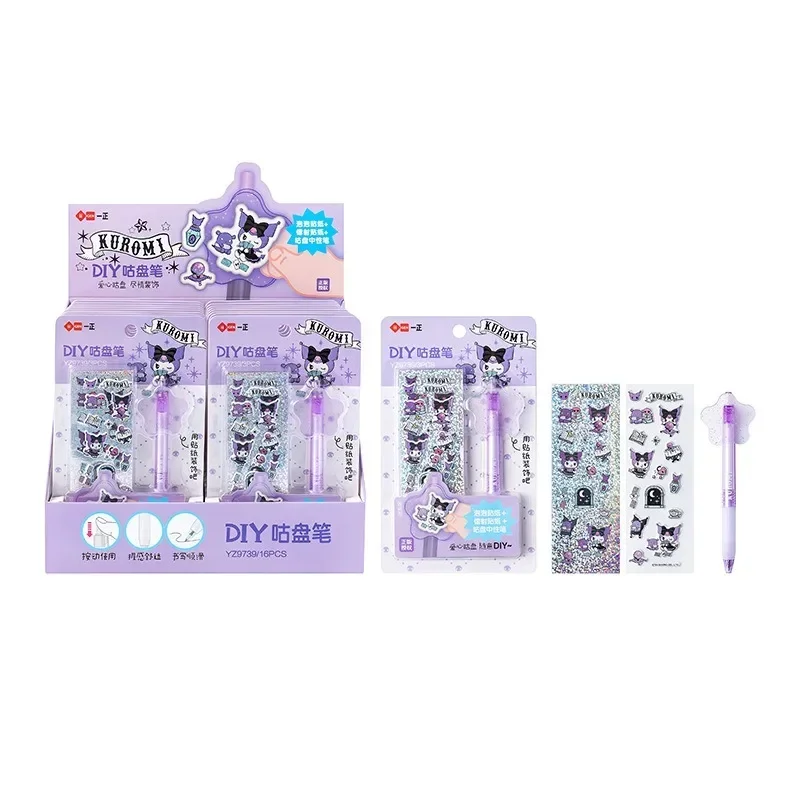 Sanrio Creatieve Kuromi Pers Pen Anime Kinderen Diy Sticker Handboek 0.5Mm Handtekening Balpen Schrijfpapier