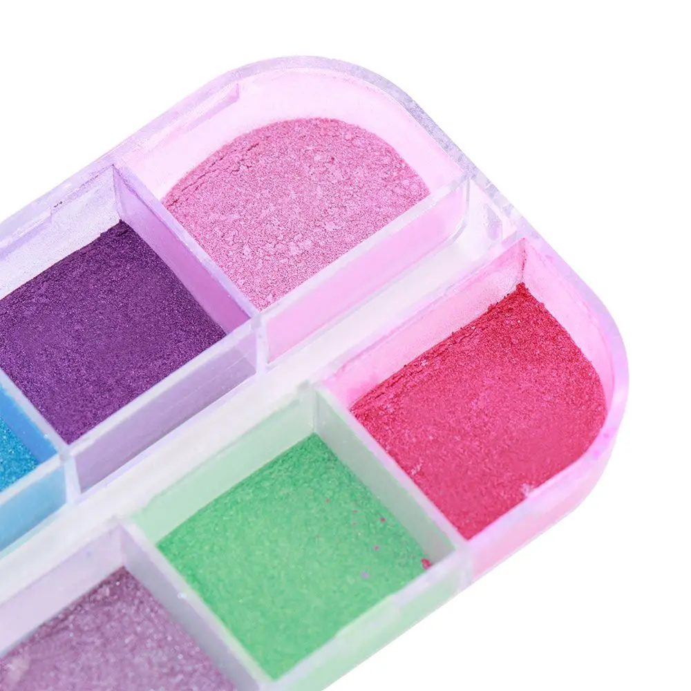 Colors Shining Shimmer 12 Grids Holographic Dust Nail Art Matte Mirror Effect Pigment Nail Decoration Nail Glitter Nail Powder