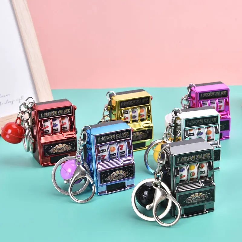 1pc Lucky Jackpot Mini Fruit Slot Machine Fun Birthday Keychain Gift Kids Educational Toy Coin Operated Games Machine