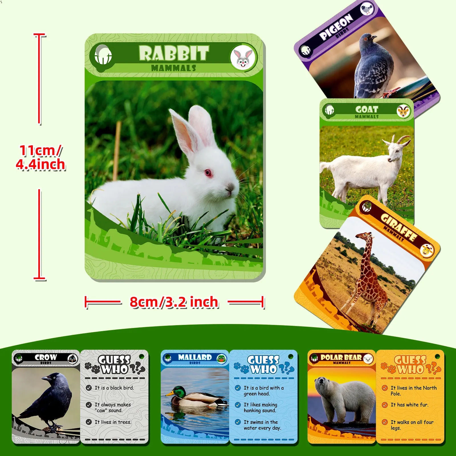 50Pcs/Set Animal Learning Card Funny Memory Nature Flash Cards Early Education Toys For Children Kids