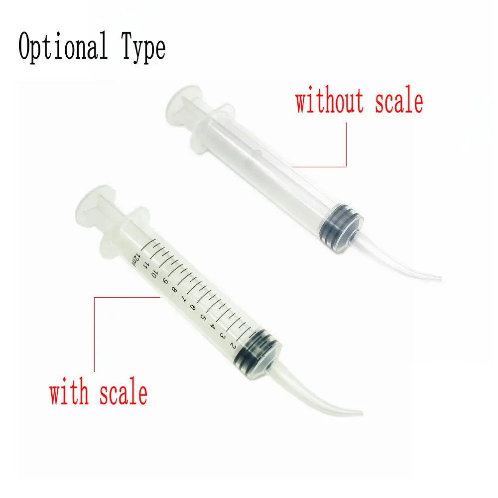 1/4pcs Clear Disposable Dental Irrigation Syringe With Curved Tip Dental Kit Tooth Transparent Whitening Dental Instrument 12ml