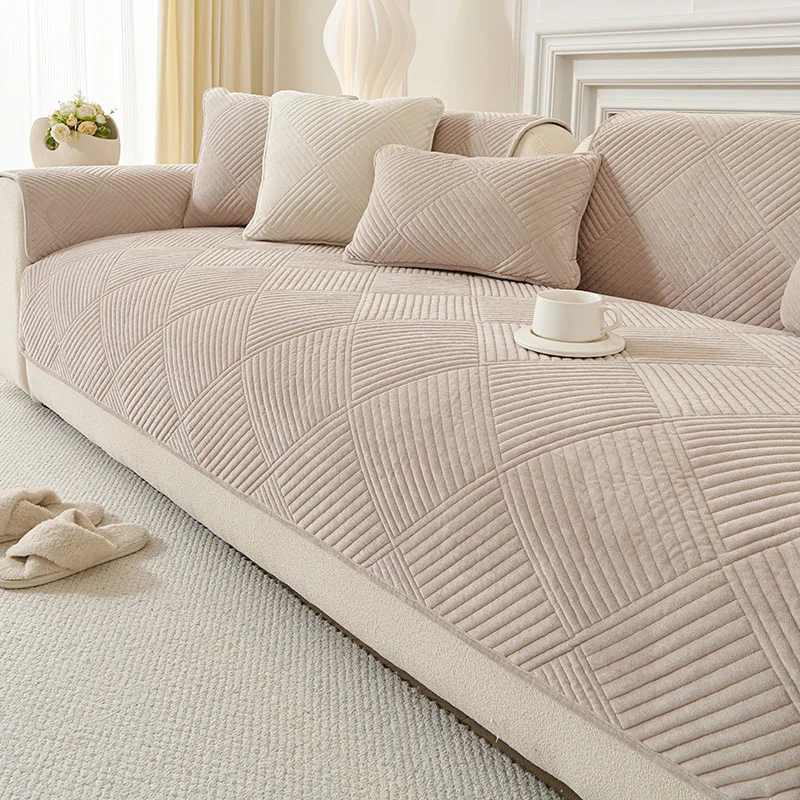 Short Plush Sofa Cover Home Decoration Living Room Couch Cover Anti-slip Armchairs Cushion Mat Modern Warm Seat Cover Cloth