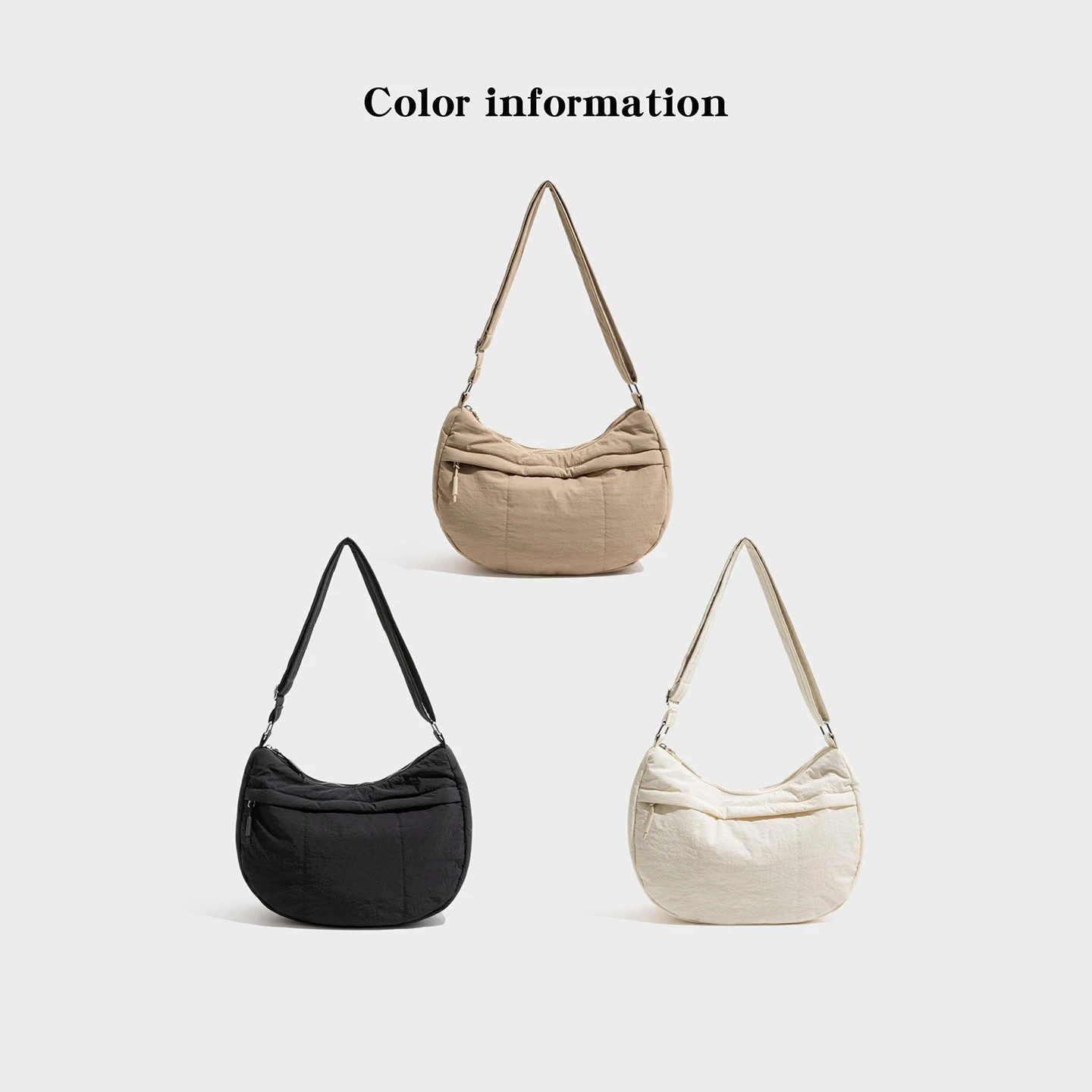 Picture 7: MABULA Nylon Simple Casual Large Capacity Crossbody Bag Commute Multi-functional Women's Bag Lightweight Solid Color Hobos Bag