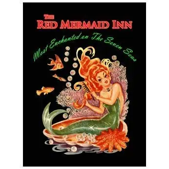 Novelty for Barber Shop Wine Cellar Bar Cafe Decor Metal Signs Red Mermaid Inn Retro Vintage Tin Sign 12 x 16 Inches Decorative