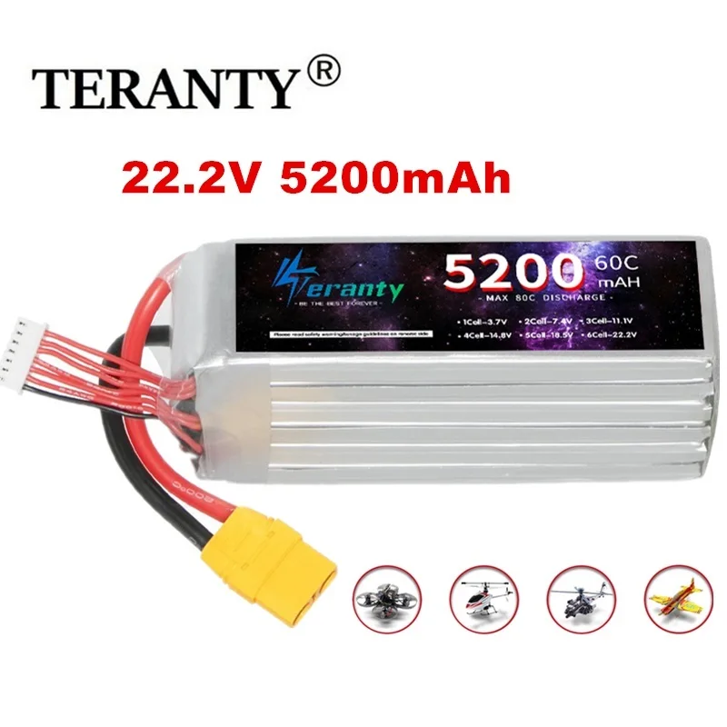 

6S 5200mAh Lipo Battery 22.2V 60C Softcase with EC5 Plug for RC Car FPV Drone Desert Truck RC Racing Hobby Parts XT60 T XT90