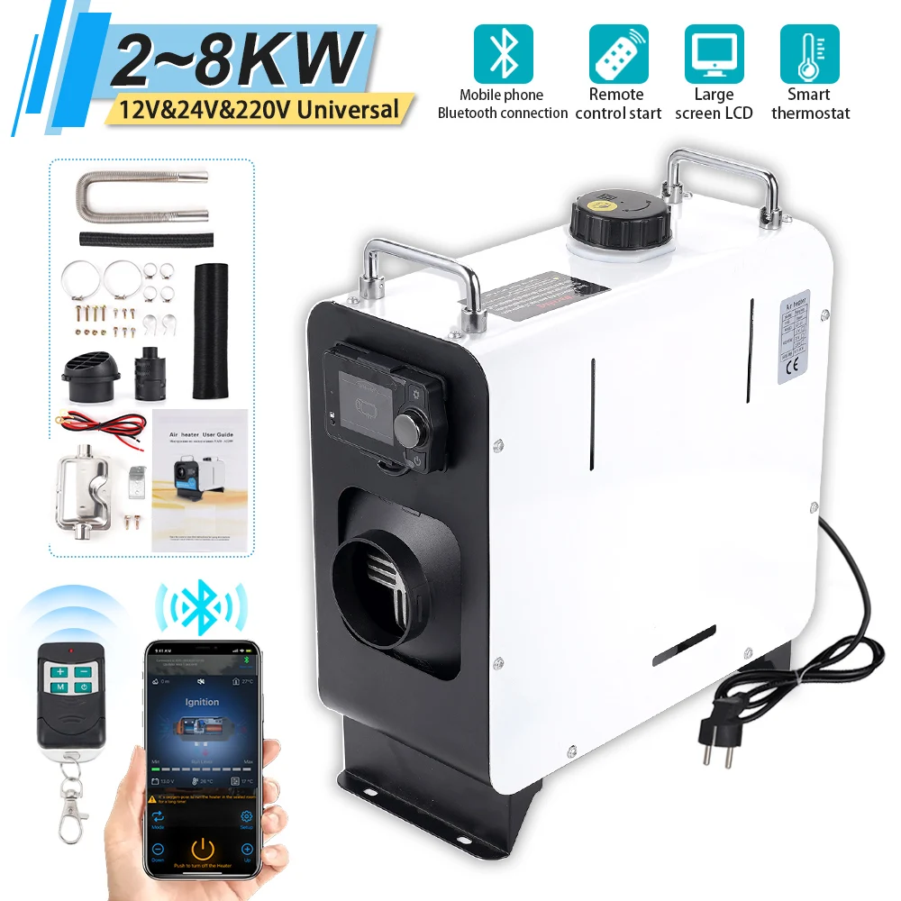 Universal 2-8KW Diesel Air Heater 12V&24V&220V All In One Parking Heater Bluetooth App Control Defrost For RV Truck Boat Home